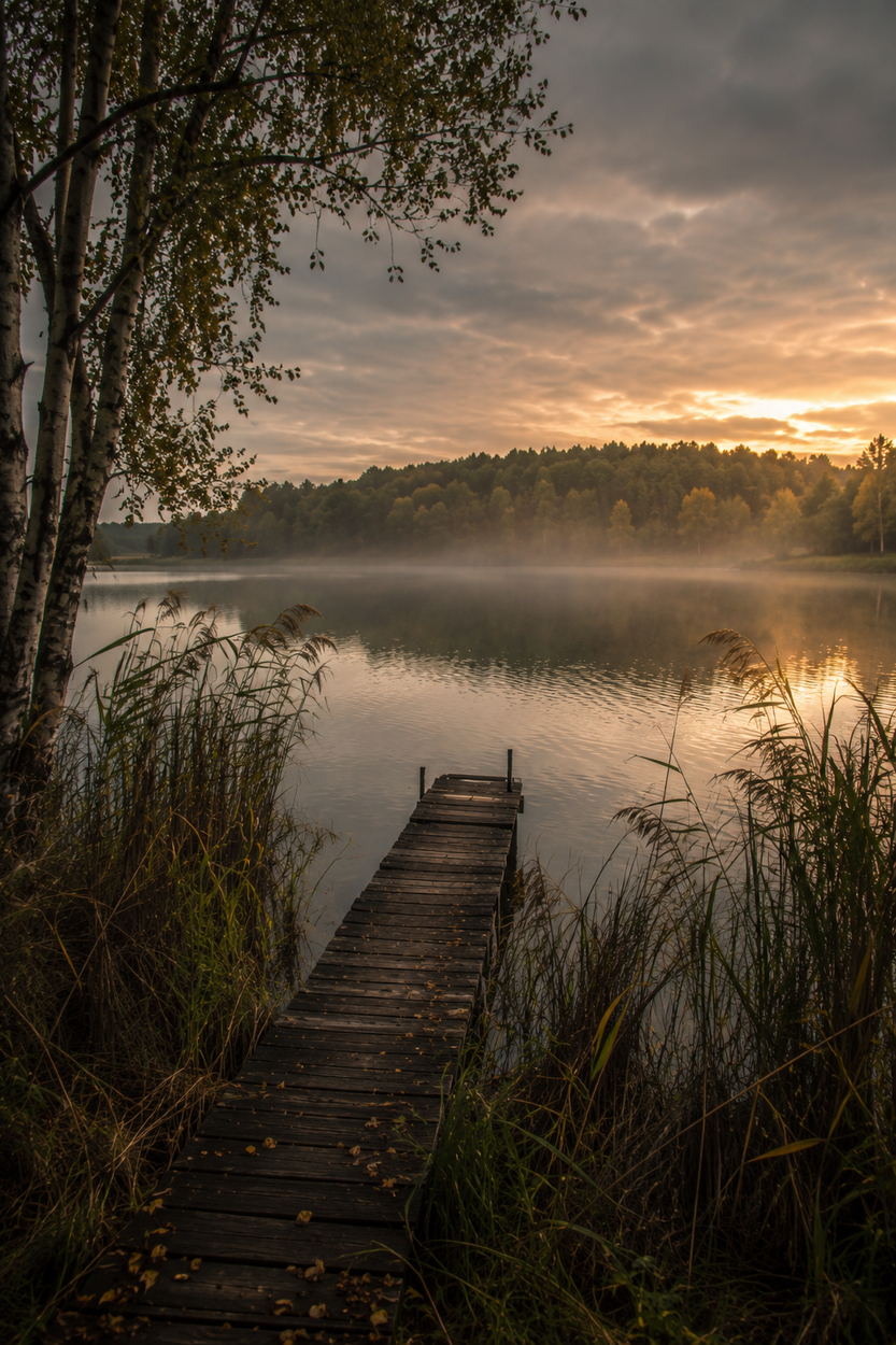 Quiet forest-fringed German lake